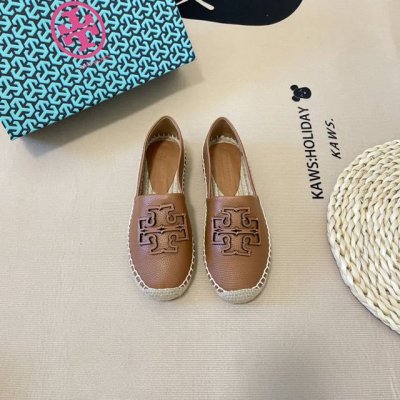 橙子出厂价p tory Burch 夏季新款 Tb草编渔夫鞋 一脚蹬乐福鞋 码数 35-41