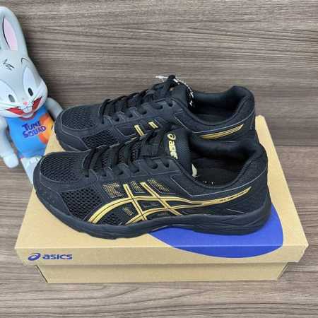 顶级版本Asics Gel-Contend 4 亚瑟士 轻便舒适防滑耐磨 黑金低帮跑步鞋。 货号: T8D4Q-013 包装:全套得物配件毒盒配纯棉袜子一副。 - 点击图像关闭