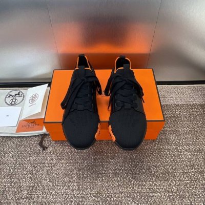 工厂价 爱马仕 Hermes 2024春夏经典情侣款 Flex 休闲系带运动鞋 H家编织bolduc细节厚底拼色一脚蹬毛线袜子跑鞋 材质：进口环保梭织羊毛面料