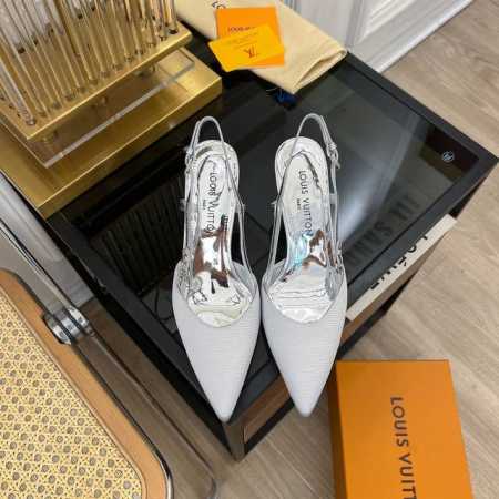 Louis Vuitton 路易威登 2024 L家2024春夏新品 专柜主打爆款尖头高跟凉鞋系列 鞋面：真丝 压纹 内里：羊皮 大底：意大利进口真皮大底 跟高 - 点击图像关闭