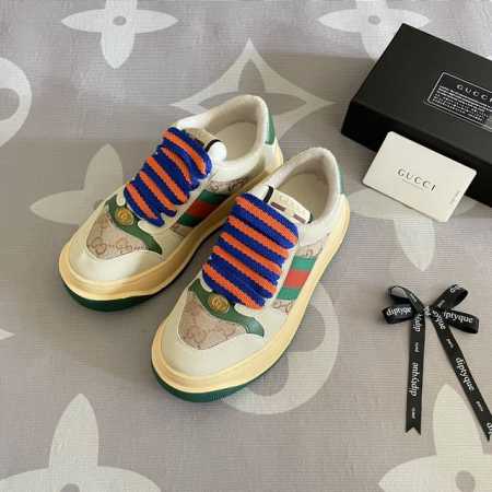 橙子出厂价 GUCCI 古驰最新爆款 厚底运动鞋 休闲板鞋 复古小脏鞋 胖丁 胖墩墩 情侣款 原版购入开发做货，MAC90全新爆款系列脏脏鞋，精致小巧的互扣式双 - 点击图像关闭