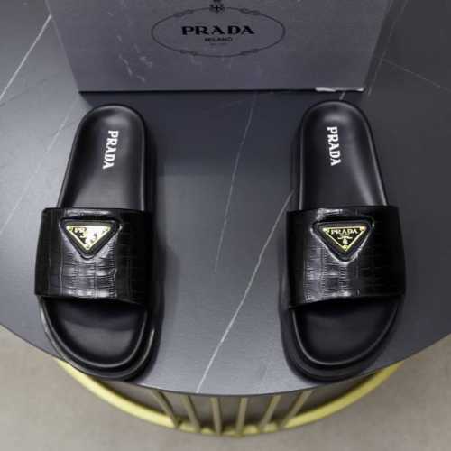 出厂价pp： 品牌：普拉达prada 标准码：38–44 45订做 等级：官网同款 材料：原版材料设计 原版橡胶耐磨成型大底 款式类别：男士时尚凉拖鞋 尊贵奢侈