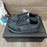 顶级Travisscott X Jordan Air Jordan1 Low Og Black Phantom 黑武士低帮潮流复古篮球鞋男女同款黑色倒钩4.0