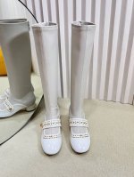 短款 长款 Dior 迪奥 2024秋冬新款Belle-D朋克风格铆钉粗跟弹力高筒骑士女长靴 明星同款CD字母logo五金扣方头拼色后拉链低跟机车短靴 材质：鞋