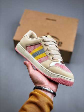 橙子出厂价 Gucci 古驰经典款小脏鞋 运动鞋 休闲鞋板鞋 情侣款 原版开发代购级别版本，金属双G水晶圆柱形标，Gucci原版纹织带。专属擦色牛皮面料，原版毛 - 点击图像关闭