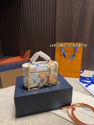 全套包装尺寸19.12 Lv村上隆白三彩系列盒子包