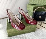 Gucci古奇2024年新款 GG马衔扣彩钻粗跟凉鞋 牛漆皮 真皮底 跟高:9.5cm 和5.5cm 正码:35-39订做34.40.41.