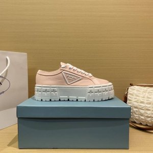 橙子出厂价p prada 普拉达 春夏新款 增高厚底饼干鞋 系带帆布鞋 材质 进口帆布 跟高 4Cm 码数 34-42