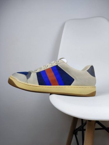 橙子出厂价 跑量主推款 Gucci 古驰小脏鞋系列 经典原型复古百搭做旧脏脏鞋板鞋 复古学院风 怀旧版 情侣款 男女同款 鞋面擦色牛皮拼接经典双G布面料，皮面切