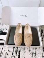 代购级 出厂 带飞机盒包装 ChaneL 24K泰迪毛毛鞋 秋冬新款 小香羊羔毛乐福鞋 舒适保暖平底毛毛鞋 秋冬新款单鞋 香奶奶新品乐福鞋 设计简约高级，超级百