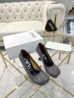LOEWE 罗意威 上新出厂价 进口真皮底 Loewe 2024 aw 早春最新T台彩钻系列 走秀款鞋面：进口真丝布内里：进口水染羊皮大底：原版开模注塑真皮大底