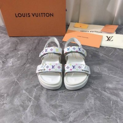 工厂p价p 顶级版本 代购级别 原版开发 25Ss新款Louis Vuitton 路易威登女士沙滩凉鞋夏季魔术贴凉拖鞋， Lv村上隆联名 L家驴牌Bom Dia