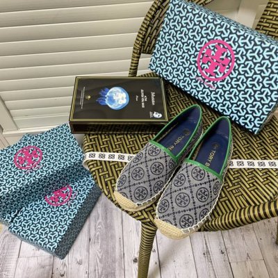 橙子出厂价p tory Burch 夏季新款 Tb草编渔夫鞋 一脚蹬乐福鞋 码数 35-41