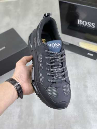 工厂p价p 实价 Boss 2025原版系带男鞋 经典高帮款休闲鞋本款是官方主打经典款，质量，原厂名师制作，采用进口飞织透气面料舒适透气网布內里羊皮鞋垫，完美楦