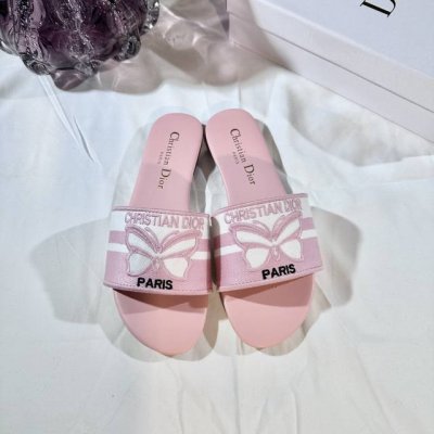 橙子出厂价p dior 迪奥春夏新款 立体蝴蝶 平底拖鞋 一字拖 凉拖 码数 35-42