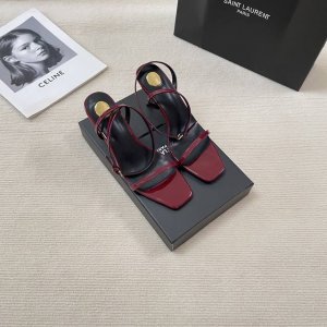 橙子出厂价p saint Laurent 圣罗兰 Ysl初夏新款 金跟一字带方头高跟凉鞋 高跟鞋 跟高 7Cm 9Cm 码数 35-40
