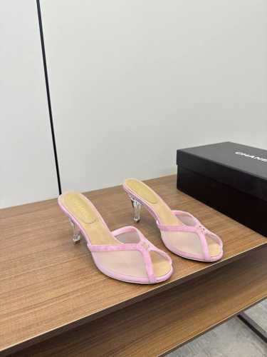 Chanel-小香25K 春夏新品网纱蕾丝双C高跟拖鞋 P360 Chanel-小香24P夏新品网纱蕾丝双C高跟拖鞋，百搭显脚瘦气质款，搭配性感网纱配饰，颜值爆