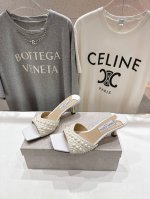 高版本出厂 Jimmy Choo*｜Jc 吉米周2025Ss春夏新款简约珍珠高跟鞋拖鞋 原版套楦，完美的线条，简约大气上脚显气质粗跟舒适百搭，还能拉长双腿显高显