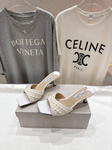 高版本出厂 Jimmy Choo*｜Jc 吉米周2025Ss春夏新款简约珍珠高跟鞋拖鞋 原版套楦，完美的线条，简约大气上脚显气质粗跟舒适百搭，还能拉长双腿显高显