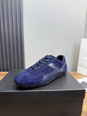 工厂p价 prad*.普拉达-男士皮革休闲鞋 莞产猛货！采用进口磨砂小牛皮拼接鞋面，立体几何分割，精工制造，缝线均匀，皮质质感一览无余，时尚大方，柔软舒适透气