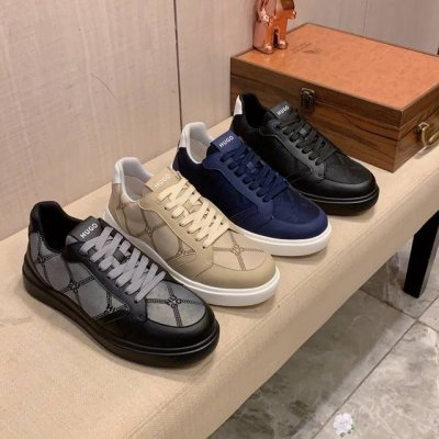 新款: 厂价 Hugo* 最新爆款休闲鞋，顶端品牌 奢侈～代购，顶级～质量。 鞋面選用进口透气牛皮搭配材质透气羊皮垫脚 精细做工。原版个性时尚柔软橡膠耐磨防滑大