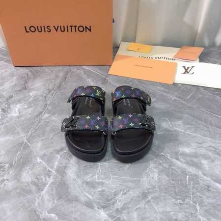 工厂p价p 顶级版本 代购级别 原版开发 25Ss新款Louis Vuitton 路易威登女士沙滩凉拖鞋夏季魔术贴拖鞋， Lv村上隆联名 L家驴牌Bom Dia - 点击图像关闭