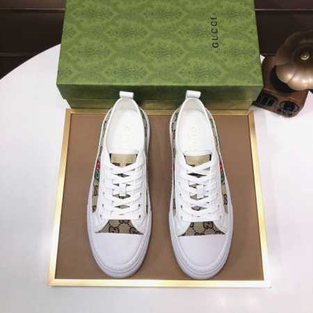 工厂批 Gucci 古奇 官网1:1运动男鞋火爆上市，采用原版布料+水染羊皮内里，再加官网原版1:1舒适大底。时尚百搭，着脚超舒适、透气。标准鞋码38 45 4 - 点击图像关闭