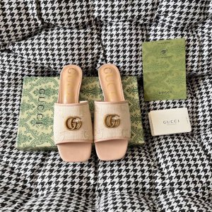 橙子出厂价p gucci 古驰 春夏新款 双G扣布面 水钻网纱 方头平底拖鞋 休闲凉拖 码数 35-39 可定制34.40.41.42