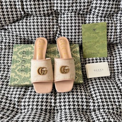 橙子出厂价p gucci 古驰 春夏新款 双G扣布面 水钻网纱 方头平底拖鞋 休闲凉拖 码数 35-39 可定制34.40.41.42