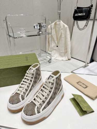 橙子出厂价p gucci 古驰 经典刺绣Gg高帮老花厚底帆布鞋 休闲鞋板鞋 情侣款 重工刺绣追求极致 增高上脚舒适 底轻 面料 特定双G刺绣印花条纹提花织法帆布