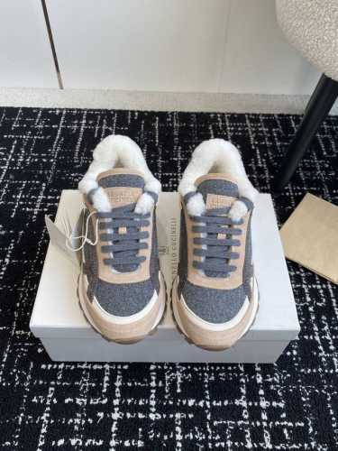 代购级 Brunello Cucinelli 24ss最新 Bc 系带 羊毛休闲鞋 鞋面进口麂皮 进口牛皮 内里进口羊毛 0.5mm圆形冲孔设计 透气不闷脚 独