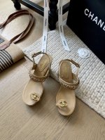 Chanel 25C早春新款厚底秋天凉鞋！ 顶级版本！抢先发售 增高10Cm 鞋面羊皮 垫脚羊皮 牛皮大底 码数：35-40 定制不退不换