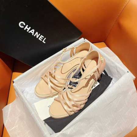 工厂直销 Chanel香奈儿 款款双C高跟鞋女鞋，原板1.1开发，面料:原版牛皮 布料，羊皮内里，原版真皮大底，跟高:约9Cm,颜色:如图，码数35-39 40 - 点击图像关闭