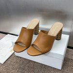 Dior 迪奥2024秋冬新款Icon系列圆柱跟女鞋 CD明星同款鱼嘴露趾高跟圆头拼色一字拖凉鞋 材质：鞋面进口全粒面小牛皮+水染羊皮内里垫脚+意大利真皮大底