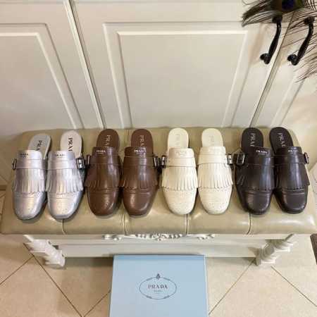 出厂价P P370，普拉达Prada流苏拖鞋，牛皮面，牛皮里，35-40码 41，42码定做不退换 - 点击图像关闭