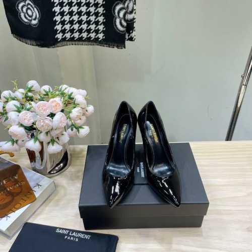 早春经典系列～顶级版本 S**nt Laurent YSL 圣罗兰logo跟高跟单鞋 后带完美的露肤度更显得白显瘦，经典时尚百搭款 低调中透露出高雅气质材料采用