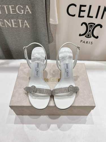 高版本出厂 Jimmy Choo*｜Jc 吉米周2025Ss夏季新款烫钻高跟凉鞋 原版套楦，完美的线条，简约大气上脚显气质粗跟舒适百搭，还能拉长双腿显高显瘦显腿
