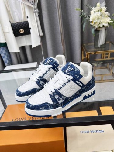 橙子出厂价p Louis Vuitton 路易威登 Lv Trainer 情侣款运动鞋板鞋 休闲复古篮球鞋 米兰展走秀爆款，原版1：1开发复刻顶级鞋面进口丝绸牛