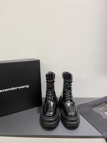 靴子 Alexander Wang aw carter亚历山大王防水台松糕厚底乐福鞋 系带马丁靴短靴 大王这双厚底乐福鞋好绝绝对是腿精必备神器。显高显瘦 亮皮皮