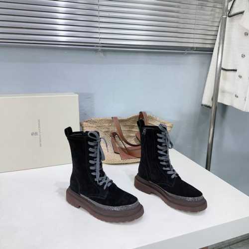高品质出厂牛反绒 ！ 小众潮牌 Brunello Cucineli ss24秋冬 new arrival～ 布鲁内诺库奇内利｜新款系带马丁靴短靴！ 上脚帅气舒适