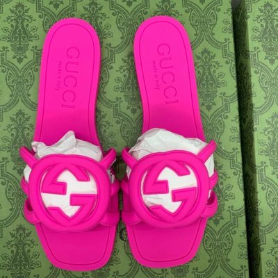 出厂 gucci 古驰春夏新款 沙滩果冻鞋 镂空拖鞋 凉拖 原版开模经典双G鞋面 原版开模橡胶注塑一体成型 双层组合大底 码数 35-42