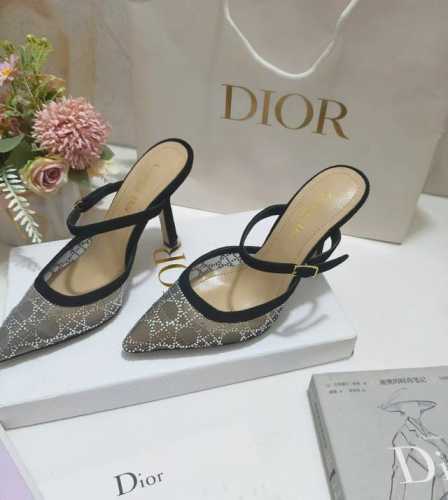 皮底 ，橡胶220J‘ADIOR织带后空凉鞋 迪奥 Dior 春夏最新色Quake Oblique 提花刺绣字母logo高跟蝴蝶结拼色女鞋 市场顶级高端版本 材