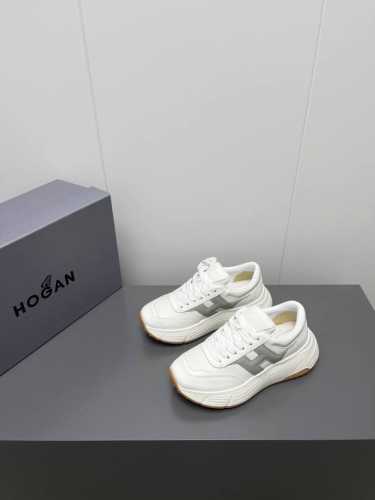 HOGAN 2025春夏最新运动鞋情侣厚底老爹鞋爆款休闲系列 松糕厚底休闲鞋 流行 H拼色工艺~休闲运动鞋履精湛手工设计融入军装元素，兼职实用与个性造型感;多元