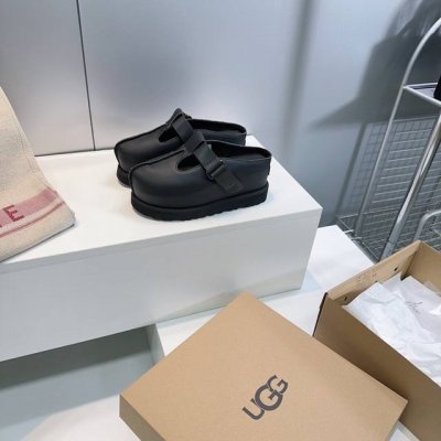 高品质出厂 ！顶级品质Ugg25春夏新款松糕厚底博肯包头拖鞋！女神必备-厚底面包拖鞋上线啦 鞋底厚8.5厘米 显高挑更易搭配 翻毛皮的材质 更贴合脚背 舒适透气