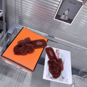 高端系列 Hermes 爱马仕 官网同步泰迪毛毛H毛拖平底拖鞋 毛毛H毛拖 ， 码数：35-39 40 41 42订制不退换 配H全套包装