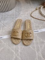 出厂价p Chane*新款平底拖鞋 经典度假风 双 Logo装饰简约清爽 百搭单品 鞋面小牛皮 内里垫脚羊皮 意大利真皮大底 尺码35-39 40 41定做