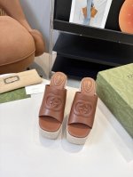 工厂p价 女装女鞋 运动原单 G家 古驰 专柜新品 防水台马衔扣 麻绳编织坡跟厚底台 拖鞋 原版1 1复制 1面料 牛皮 原版布料 2原版1:1定制五金 3内里