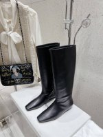 TheRow 秋冬新款方头弹力靴长靴 小羊皮面料 内里绵羊里 原版真皮大底 码数：35-39码 40定做