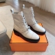灰白色 Hermes... a Eclair 2024爆款系列 版型超正，4.5厚度增高显腿长！透体透气 舒适的牛皮 春夏拼色兼具颜值舒适度的单品！ 渠道货源