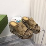 橙子出厂价 GUCCI 古驰 夏季新款 防水台坡跟厚底拖鞋 底厚：前掌7cm、后跟12cm 码数：35-42